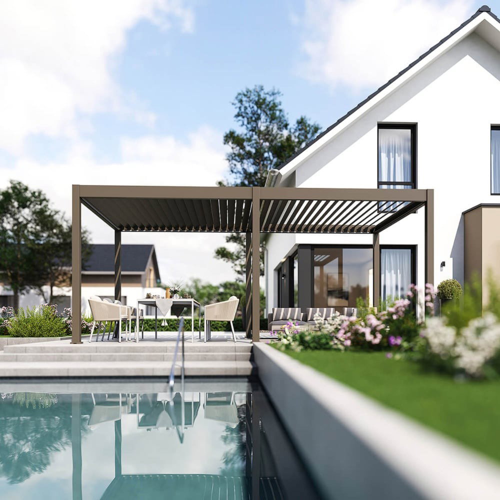 Pavėsinė Pergola ELEGANCE AUTOMATIC 300x600x256 cm su LED, Taupe - 3