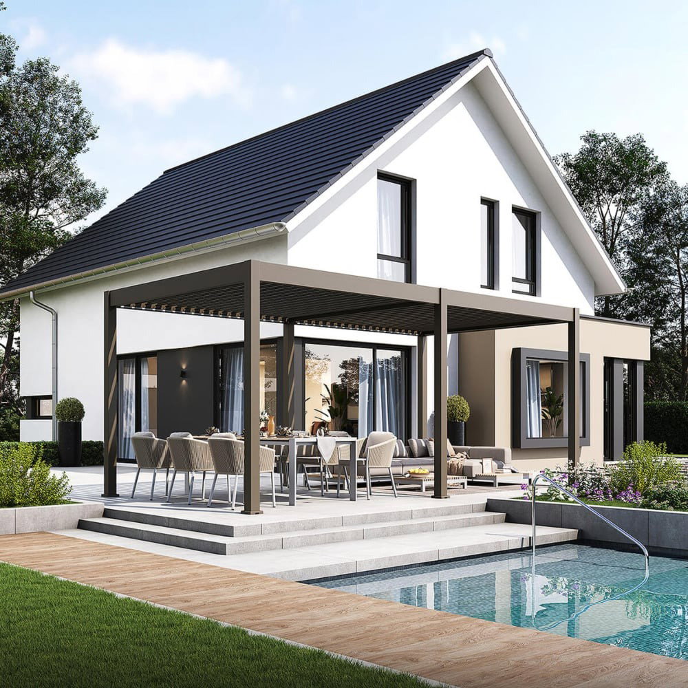 Pavėsinė Pergola ELEGANCE AUTOMATIC 300x600x256 cm su LED, Taupe - 4