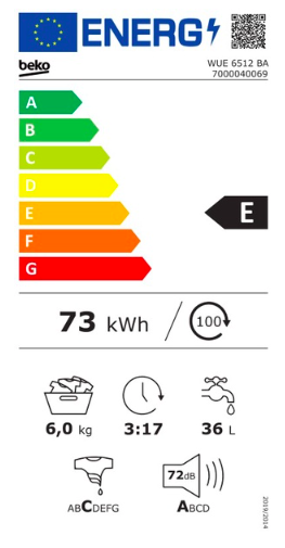 Skalbimo mašina Beko WUE 6512 BA, 6 kg, balta - 8
