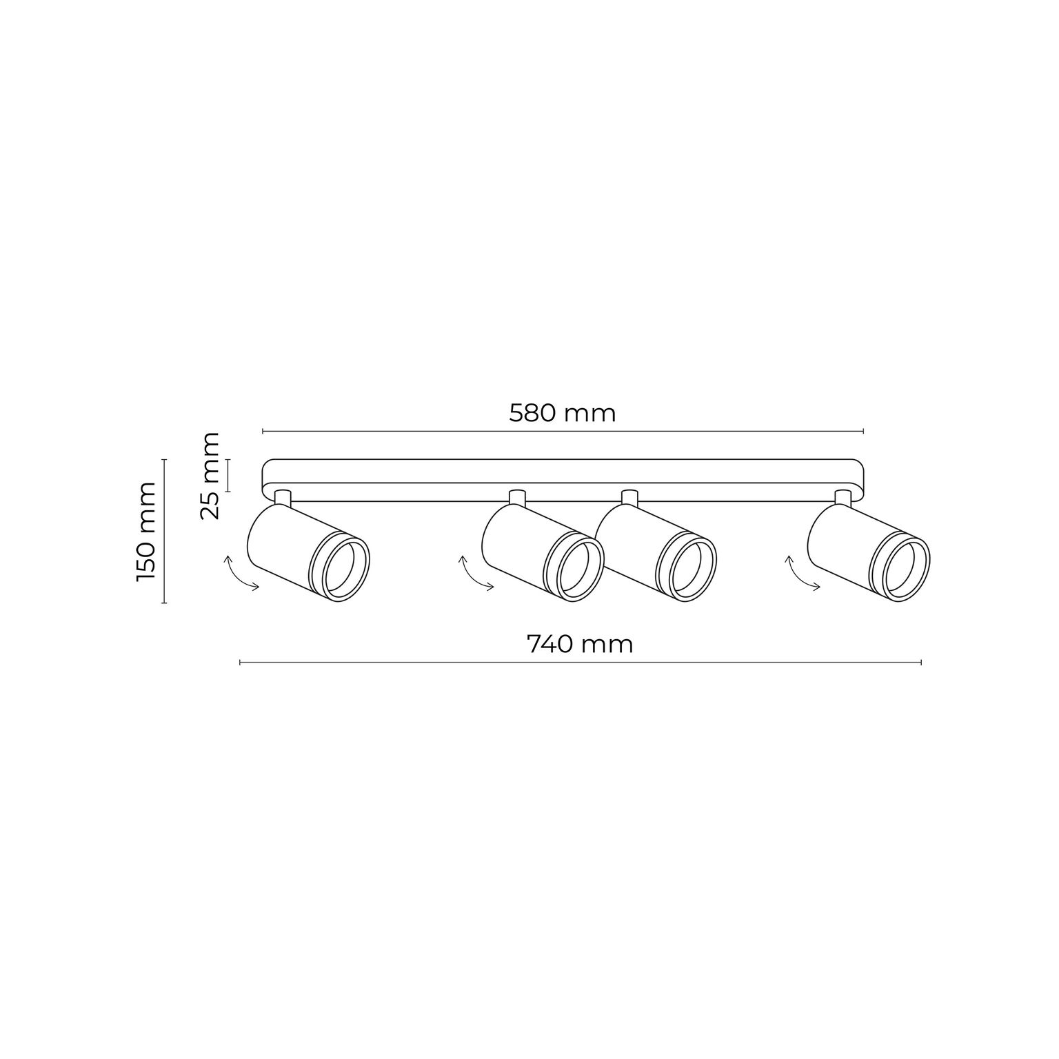 Taškinis šviestuvas  TK LIGHTING JET WHITE 4, 4xGU10 LED max 10W-1