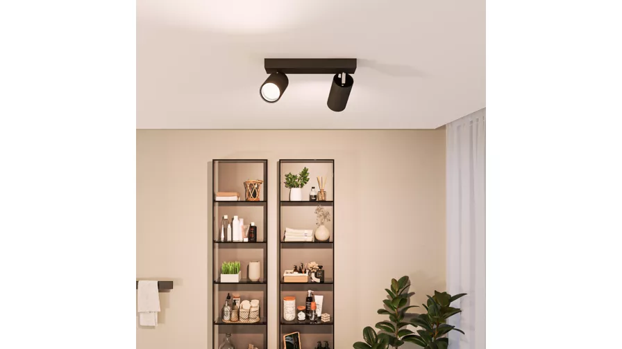 Taškinis LED šviestuvas PHILIPS IDRIS, IP44, 2xGU10, max 2x5W, juodos sp., 8,3x24x12cm-1