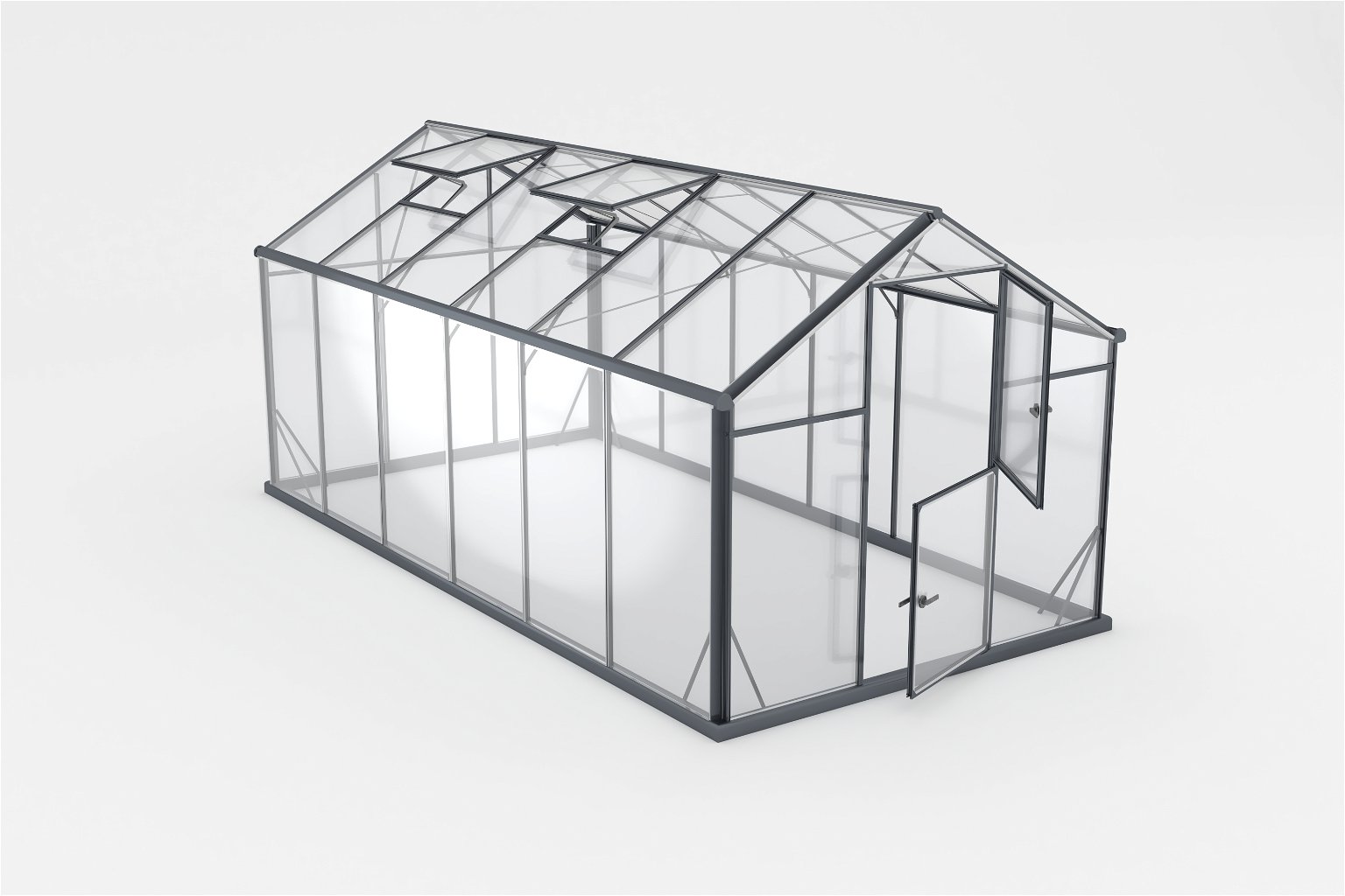 Šiltnamis SANUS GLASS L-10 (2,20x4,30m) RAL9005, 4mm grūdinto stiklo danga