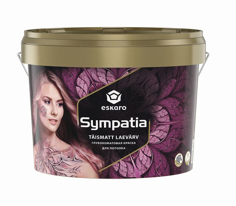 Prailginto džiūvimo lubų dažai ESKARO SYMPATHIA, visiškai matiniai, baltos sp., 9,5 l-0