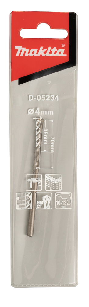 Mūro grąžtas MAKITA Standard, 4 x 35/70 mm, kotelis 3,5 mm-1