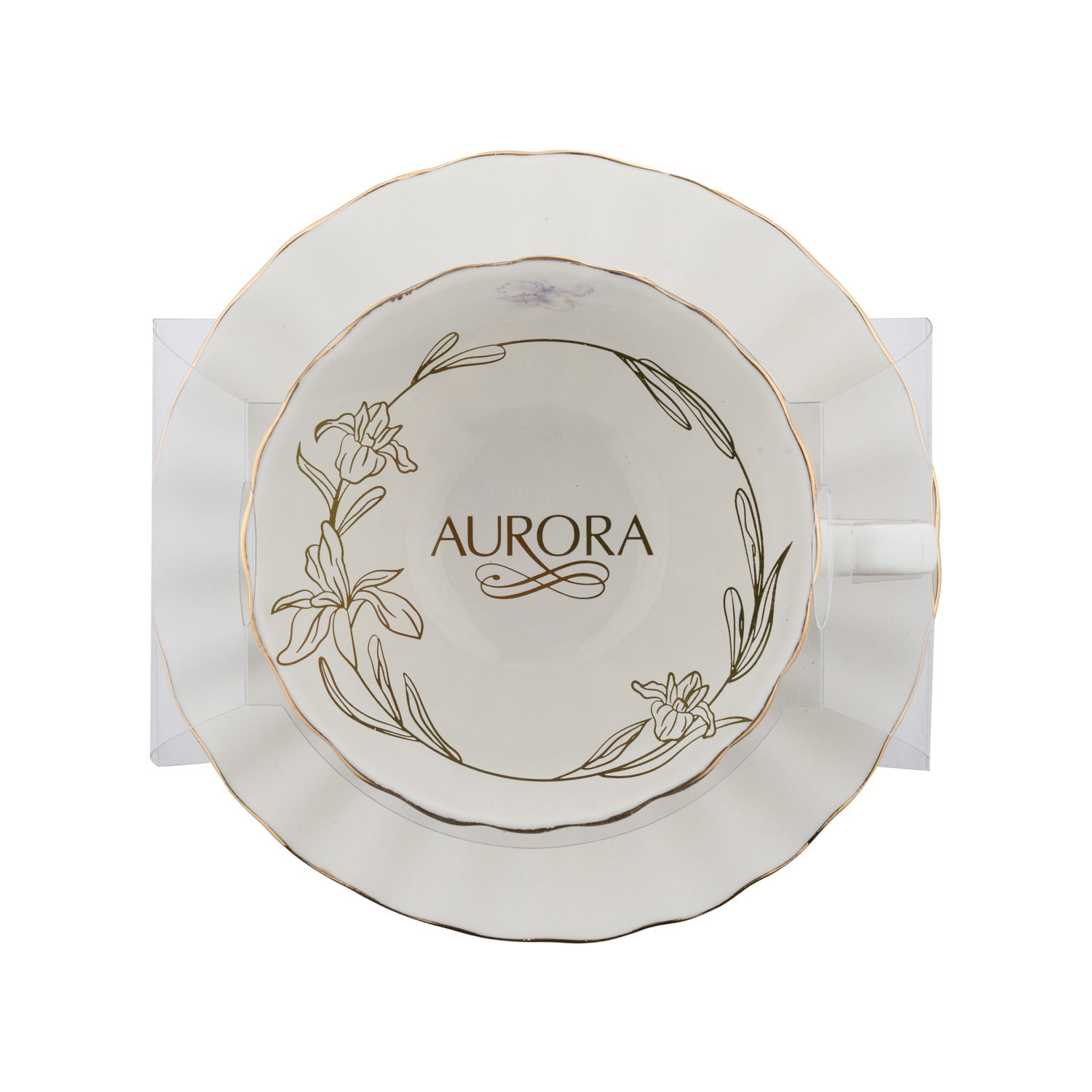 Puodelis su lėkštute AURORA SHELL, baltos sp., 200 ml-1