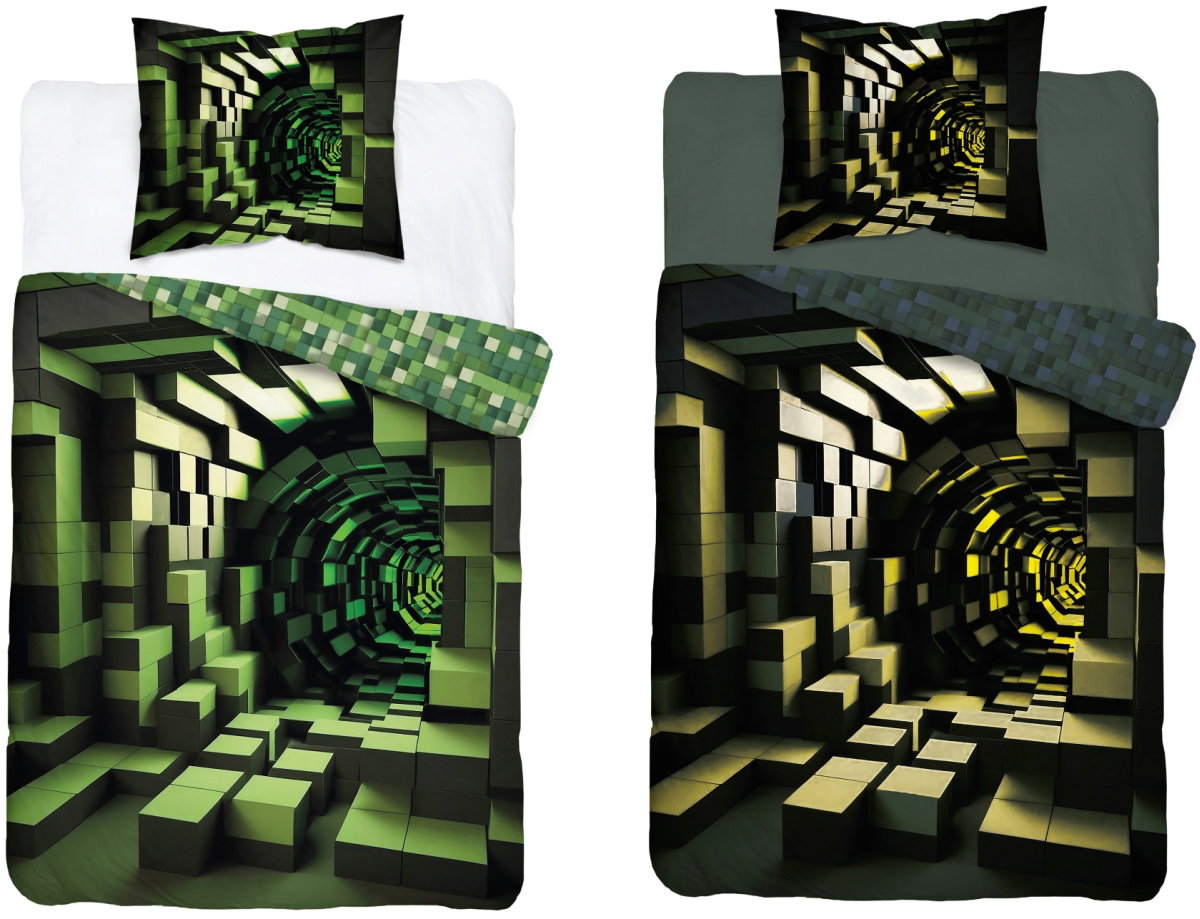 Vaikiškos patalynės komplektas atspindintis tamsoje Minecraft PPE-111, 160x200 cm, 70x80 cm-0
