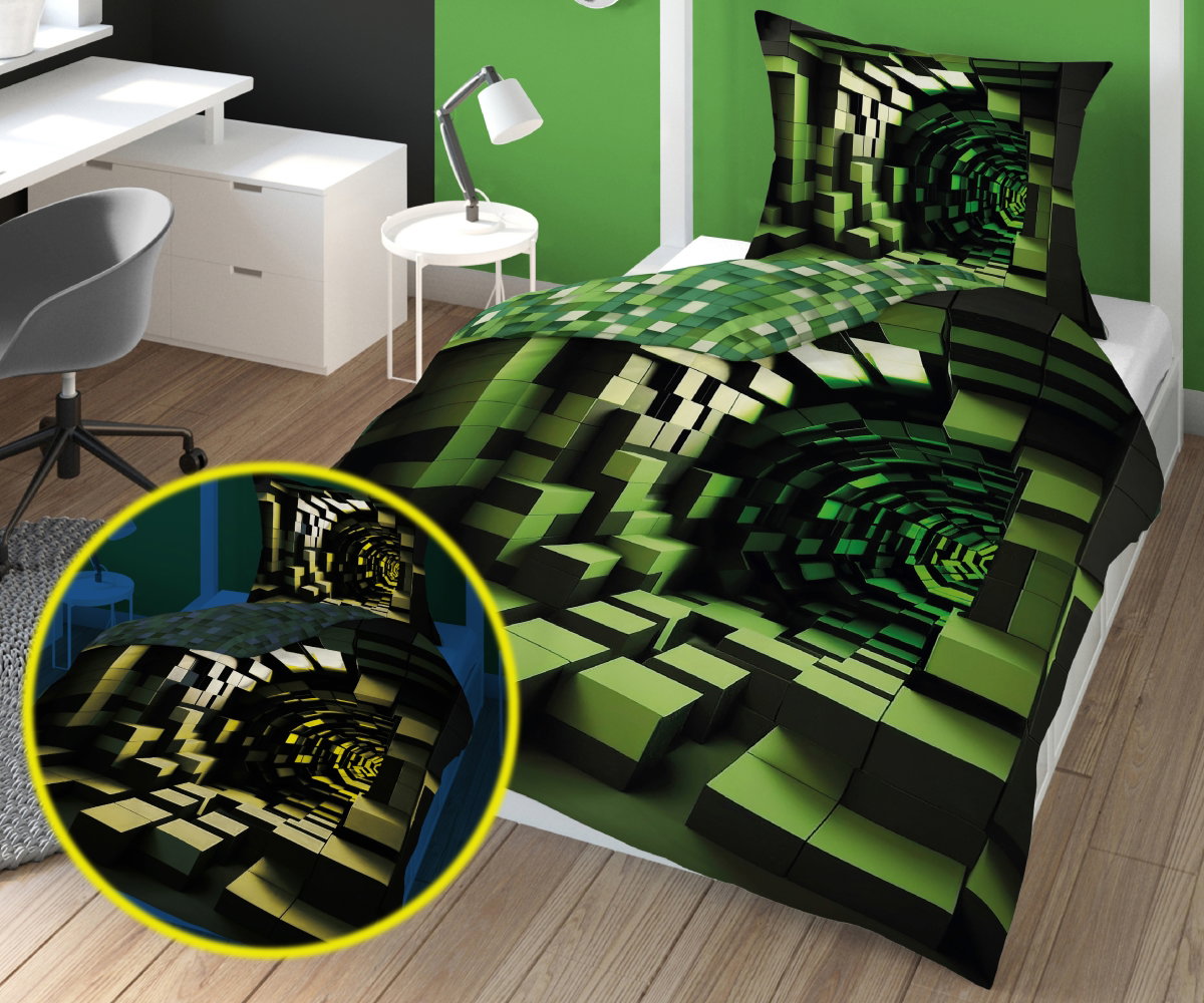 Vaikiškos patalynės komplektas atspindintis tamsoje Minecraft PPE-111, 160x200 cm, 70x80 cm - 5