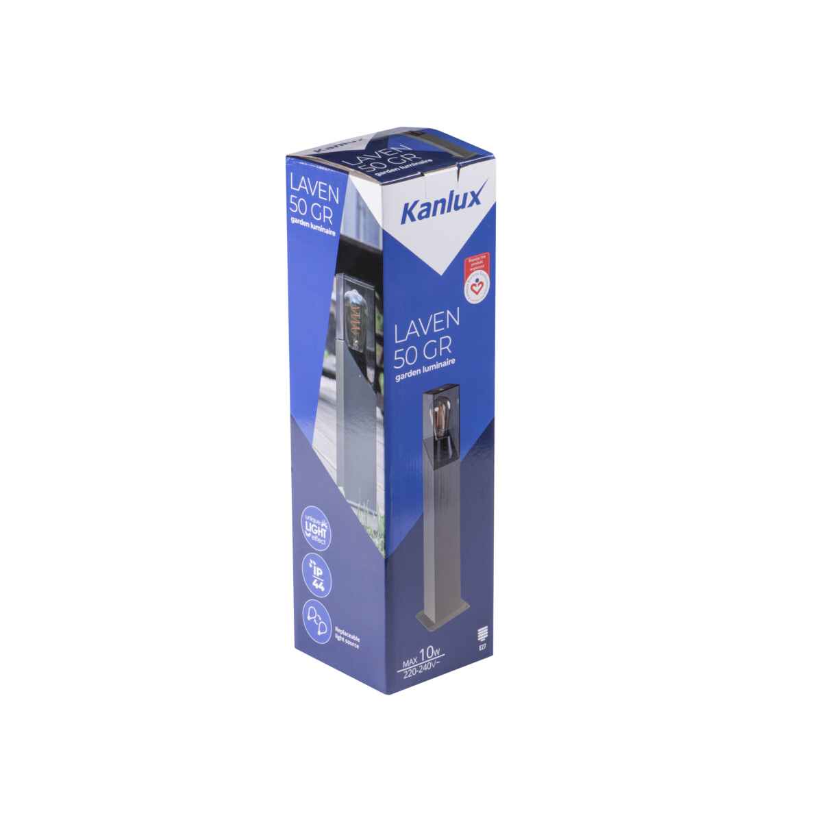 Pastatomas lauko šviestuvas KANLUX Laven, IP44, 1 x 27, max 10W, 13 x 13 x 50 cm - 3