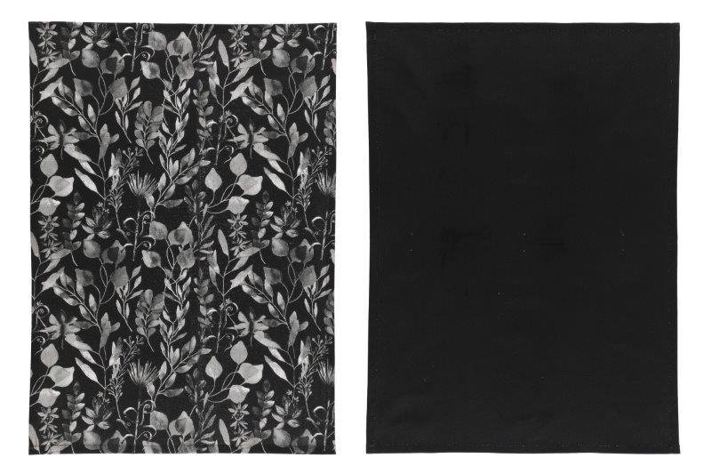 Virtuvinių rankšluosčių rinkinys 4LIVING, juodos/baltos sp., 50 x 70 cm, 100 % medvilnė, 2 vnt.