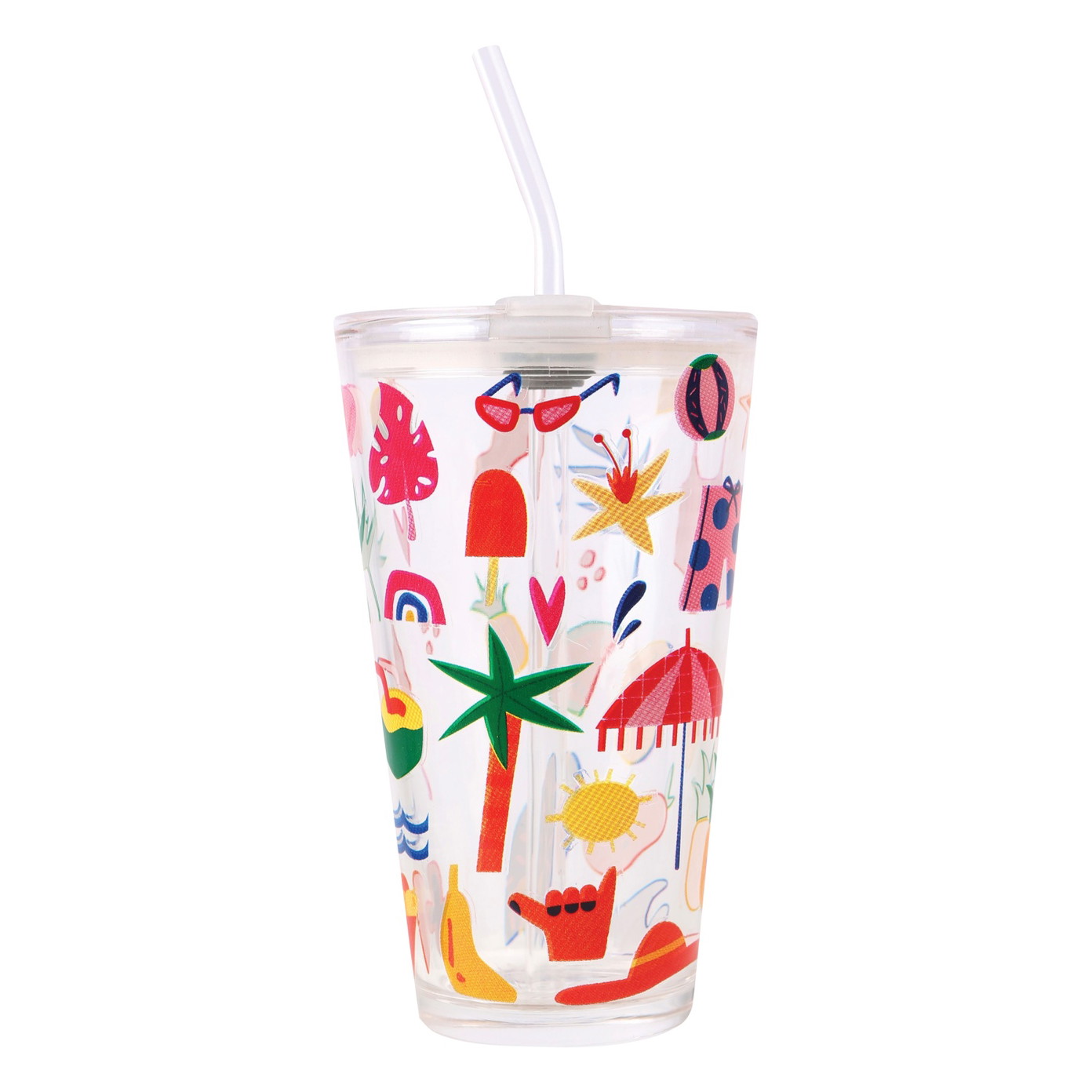 Stiklinė gertuvė su šiaudeliu ILAJA, 5 rūšių, 500 ml-1
