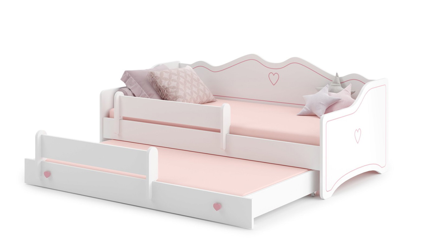 Vaikiška lova EMMA Pink, 160x80 cm, balta-0