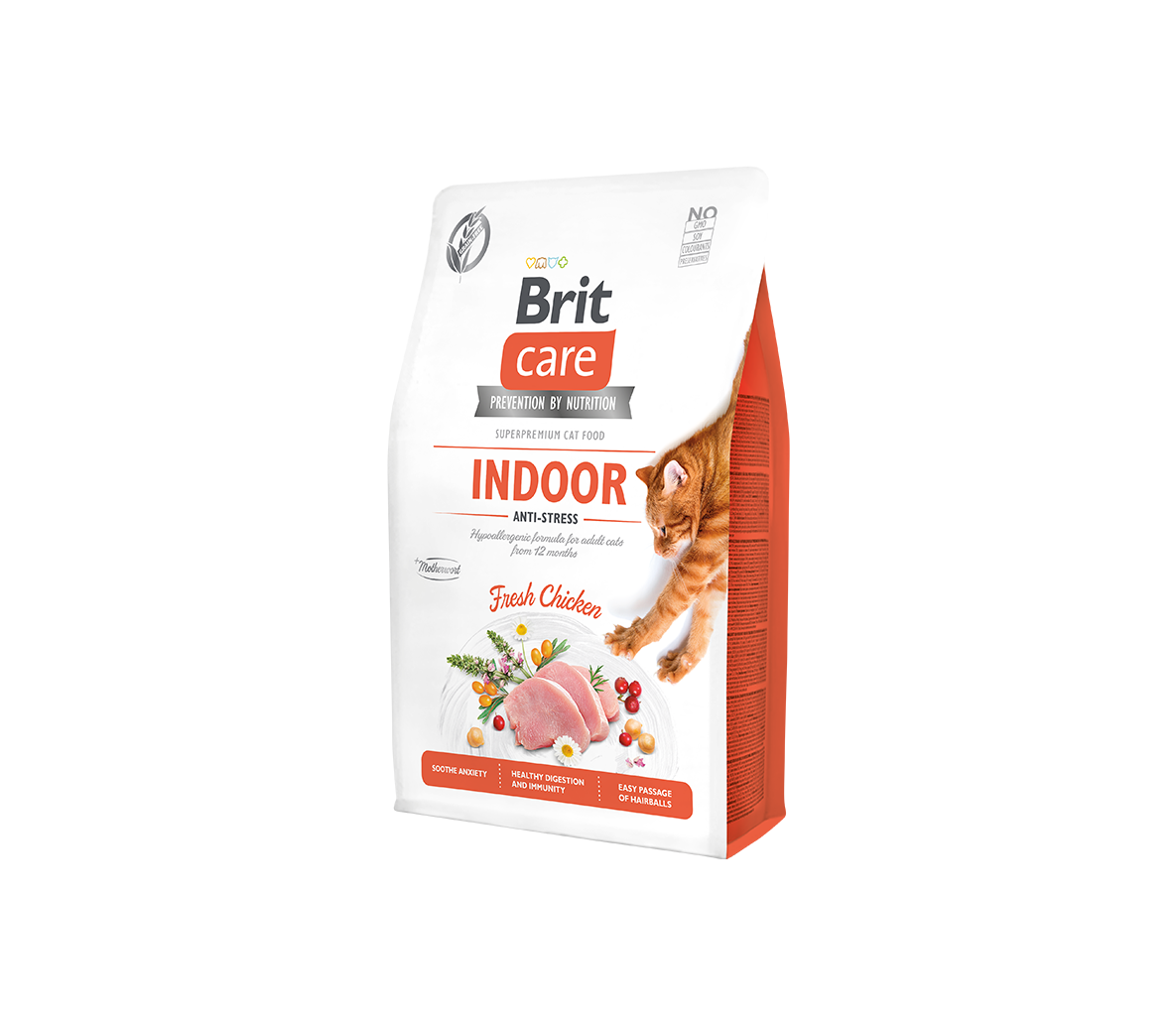 Sausas ėdalas katėms Brit Care Cat GF Indoor Anti-stress, 2 kg