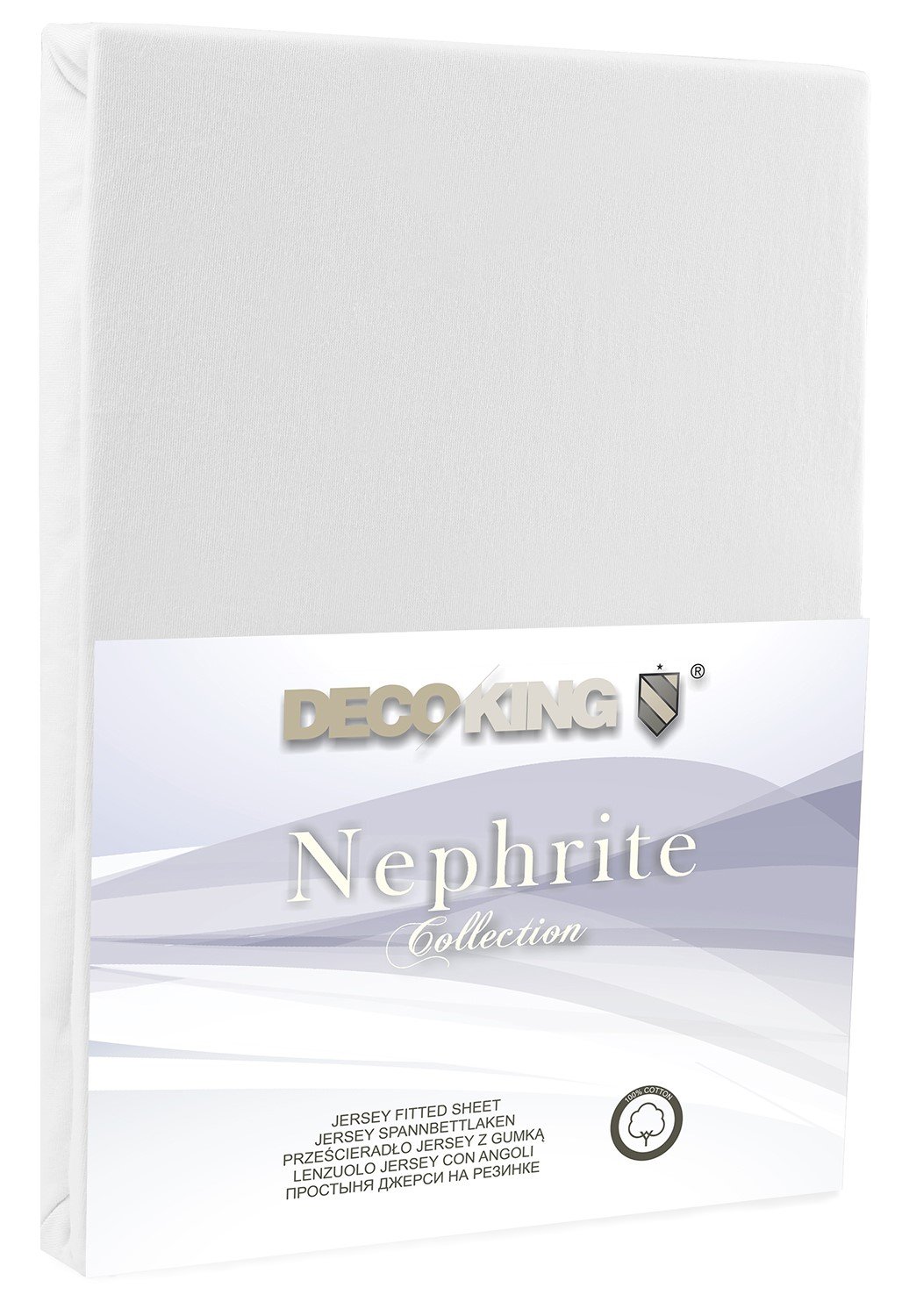 Jersey paklodė su guma Decoking NEPHRITE White, 200x200 cm