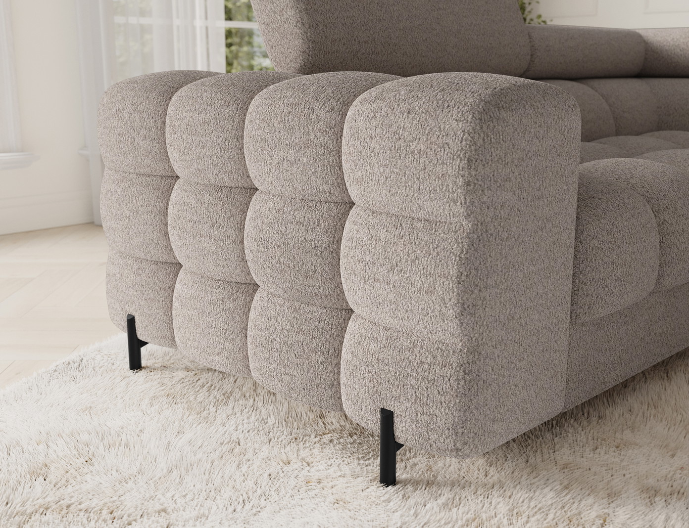 Kampinė sofa Fectory, smėlio sp., 205 x 346 cm x 93 cm - 7
