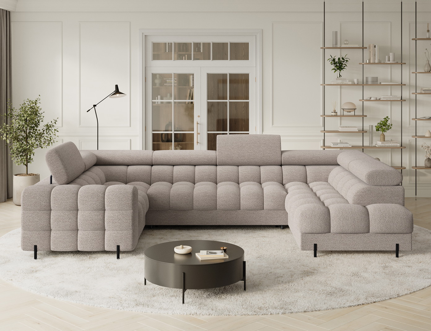 Kampinė sofa Fectory, smėlio sp., 205 x 346 cm x 93 cm - 2