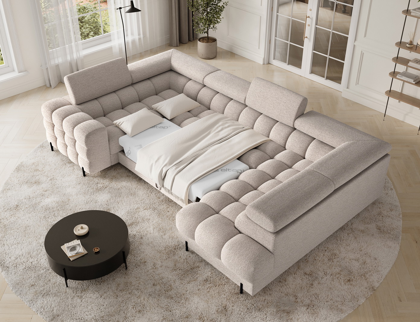 Kampinė sofa Fectory, smėlio sp., 205 x 346 cm x 93 cm - 5