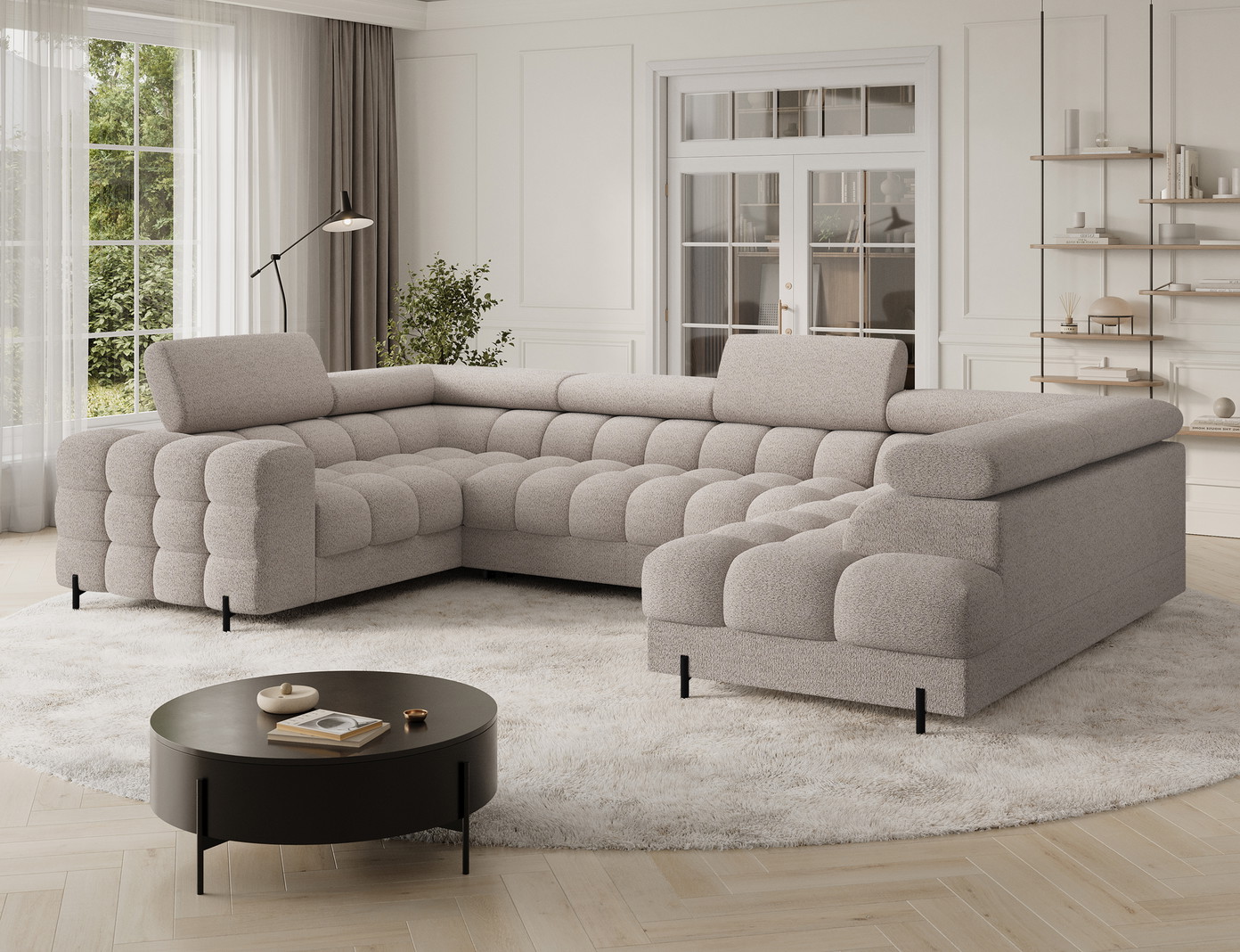 Kampinė sofa Fectory, smėlio sp., 205 x 346 cm x 93 cm - 4