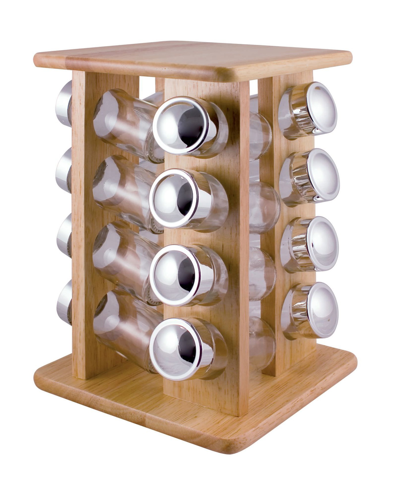 Prieskonių indeliai mediniame stove BANQUET BRILIANTE, 16 stiklinių indelių x 150 ml-0