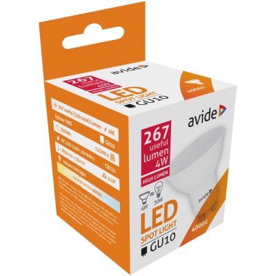 LED lemputė AVIDE, GU10, 4W (=32W), 4000K, 220-240V, 345 lm, 110°