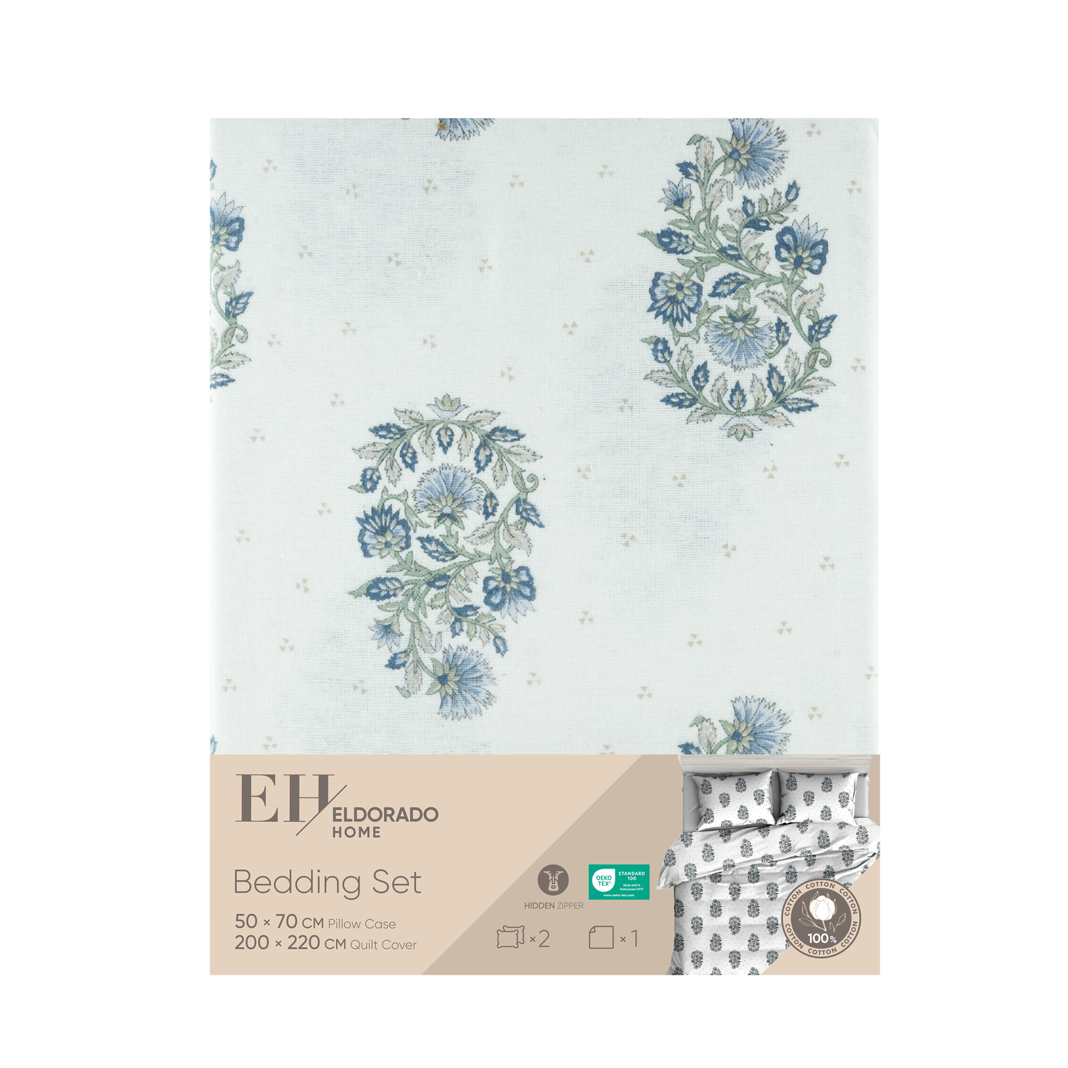 Flanelinės patalynės kompl. ELDORADO HOME, 3-jų diz., 200x220cm, 2x50x70cm, 100% medv.-1