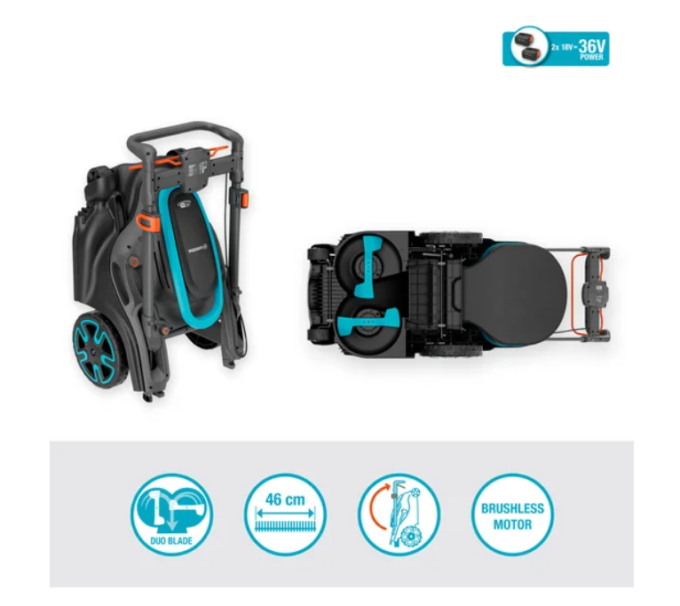 Akumuliatorinė vejapjovė GARDENA PowerMax Duo 46/36V P4A, 2 x 18 V, 2 x 4,0 Ah, 46 cm, 50 l - 4