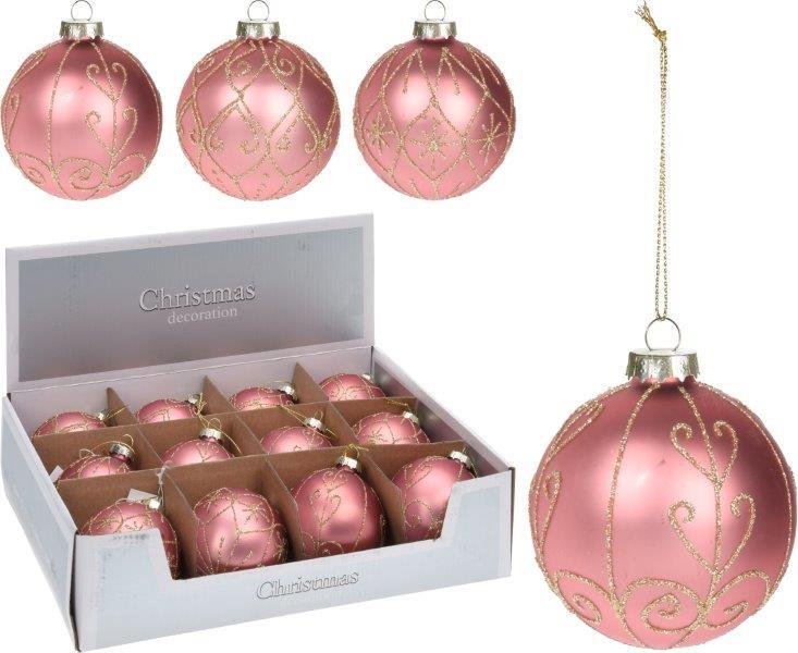 Kalėdinis eglės žaisliukas GLITTER ORNAMENT, rožinės sp., 8 cm