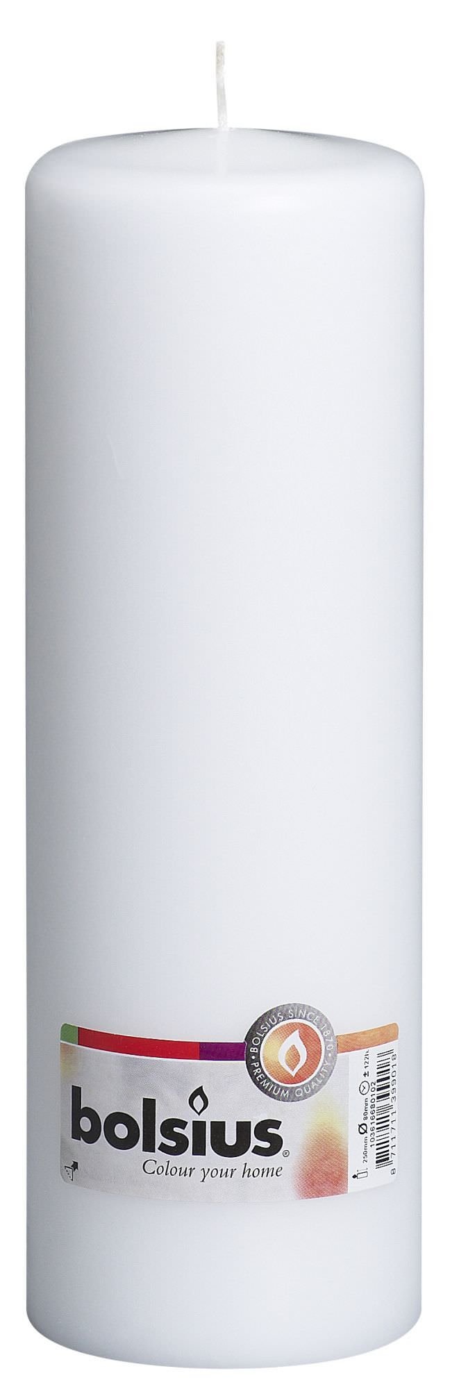 Cilindrinė žvakė, baltos sp., 25 x 8 cm