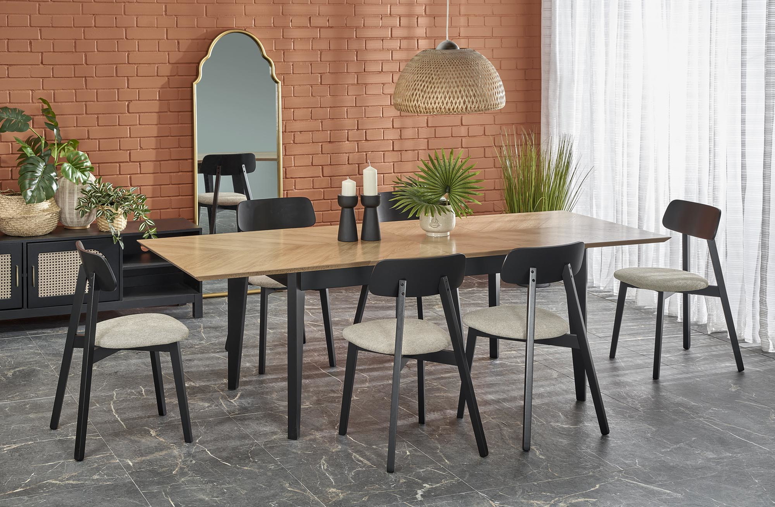 Valgomojo stalas EDMONDO, 160-240 x 90 x 75 cm-0
