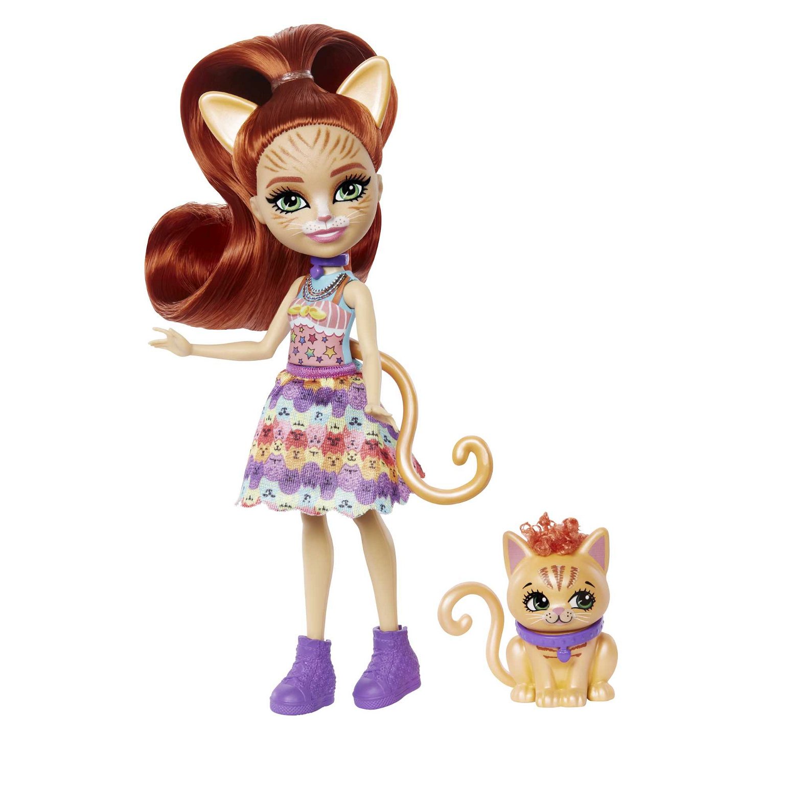 Lėlė Enchantimals herojė katytė Tarla su gyvūnėliu