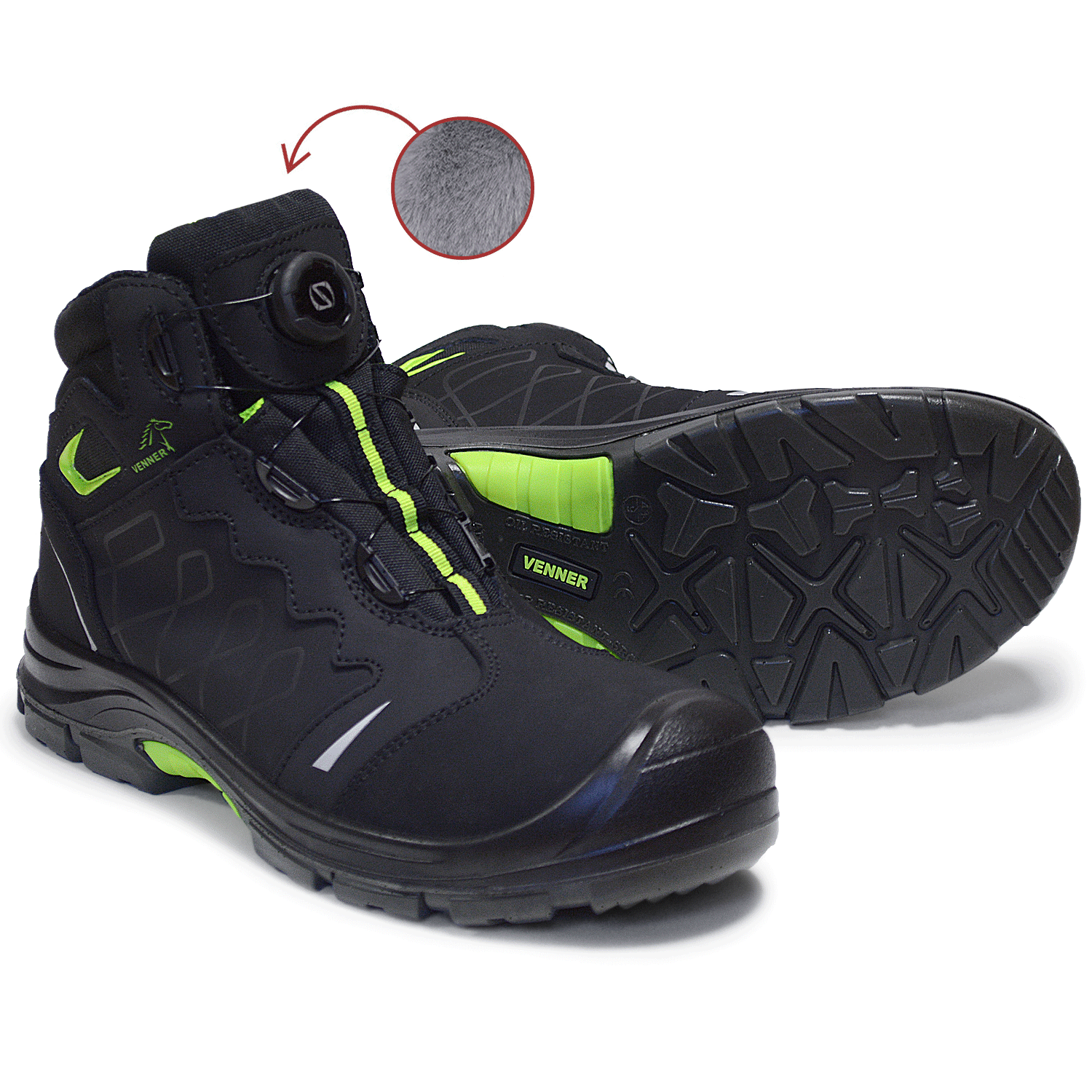 Žieminiai darbo batai KANSAS-WINTER FAST, juodos/žalios spalvos, dydis 42