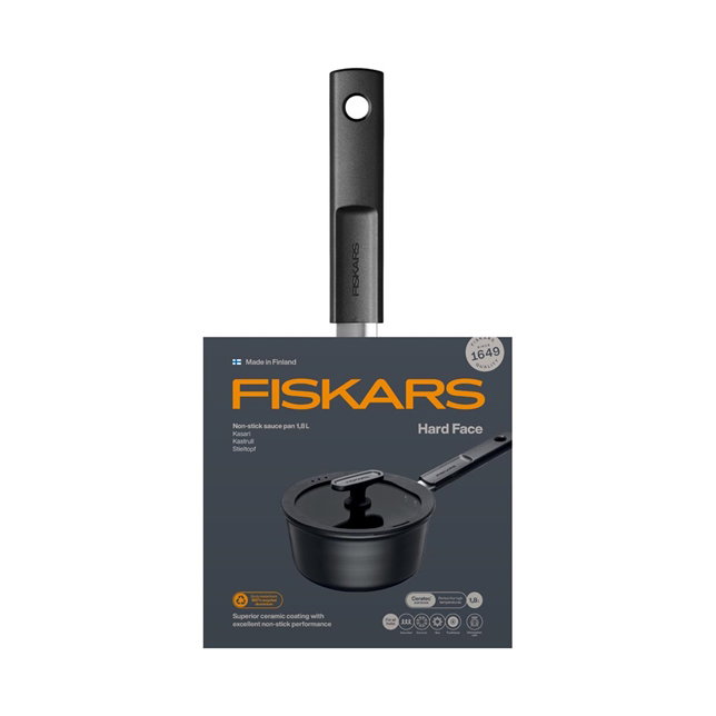 Keraminis prikaistuvis nepridegančia danga FISKARS HARD FACE, su dangčiu, 1,8 l - 6
