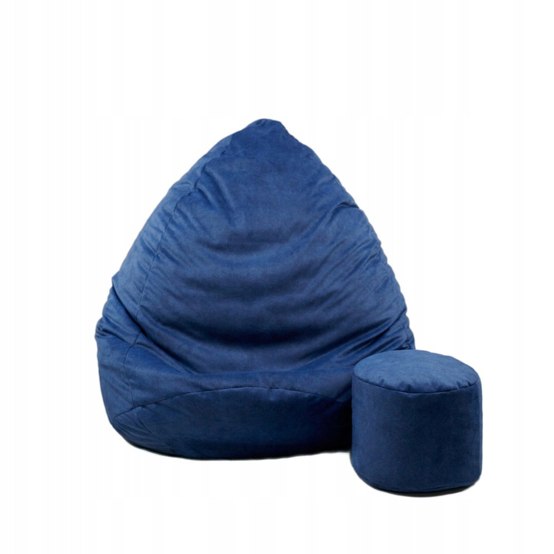 Sėdmaišis su pufu Mega Premium Cloud Velour XXL, 100x130 cm, jūros mėlynas-0