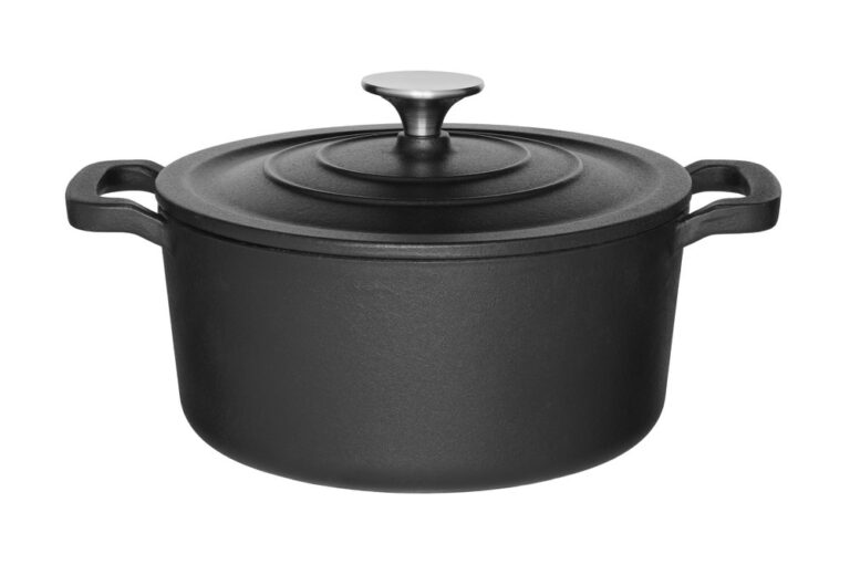 Ketaus puodas - troškintuvas MAKU, emaliuota danga, juodos sp., ø 30 cm, 3,3 L-0
