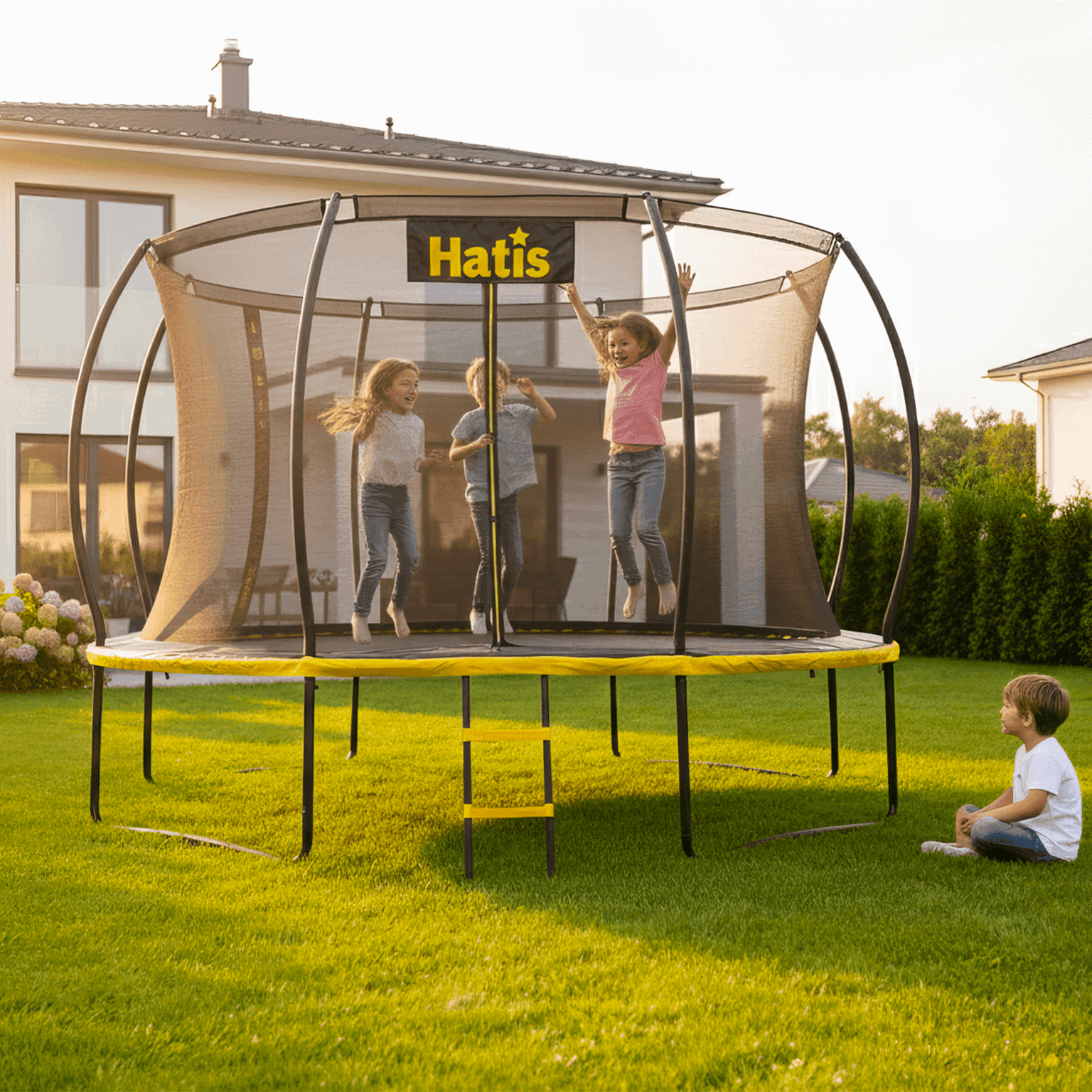 Batutas HATIS 3,66 m. su vidiniu apsauginiu tinklu ir laipteliais-1