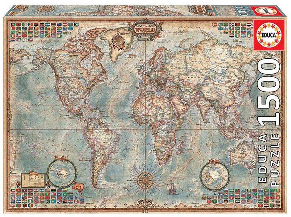 Dėlionė MAP OF THE WORLD, 12-99 metų, 1500 dalių