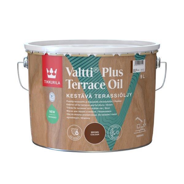 Terasų ir lauko baldų aliejus TIKKURILA VALTTI PLUS TERRACE OIL, rudos sp., 9 l-0