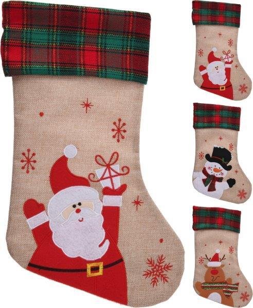Kalėdinė kojinė TARTAN CUFF, įvairių dizainų, 26 x 42 cm