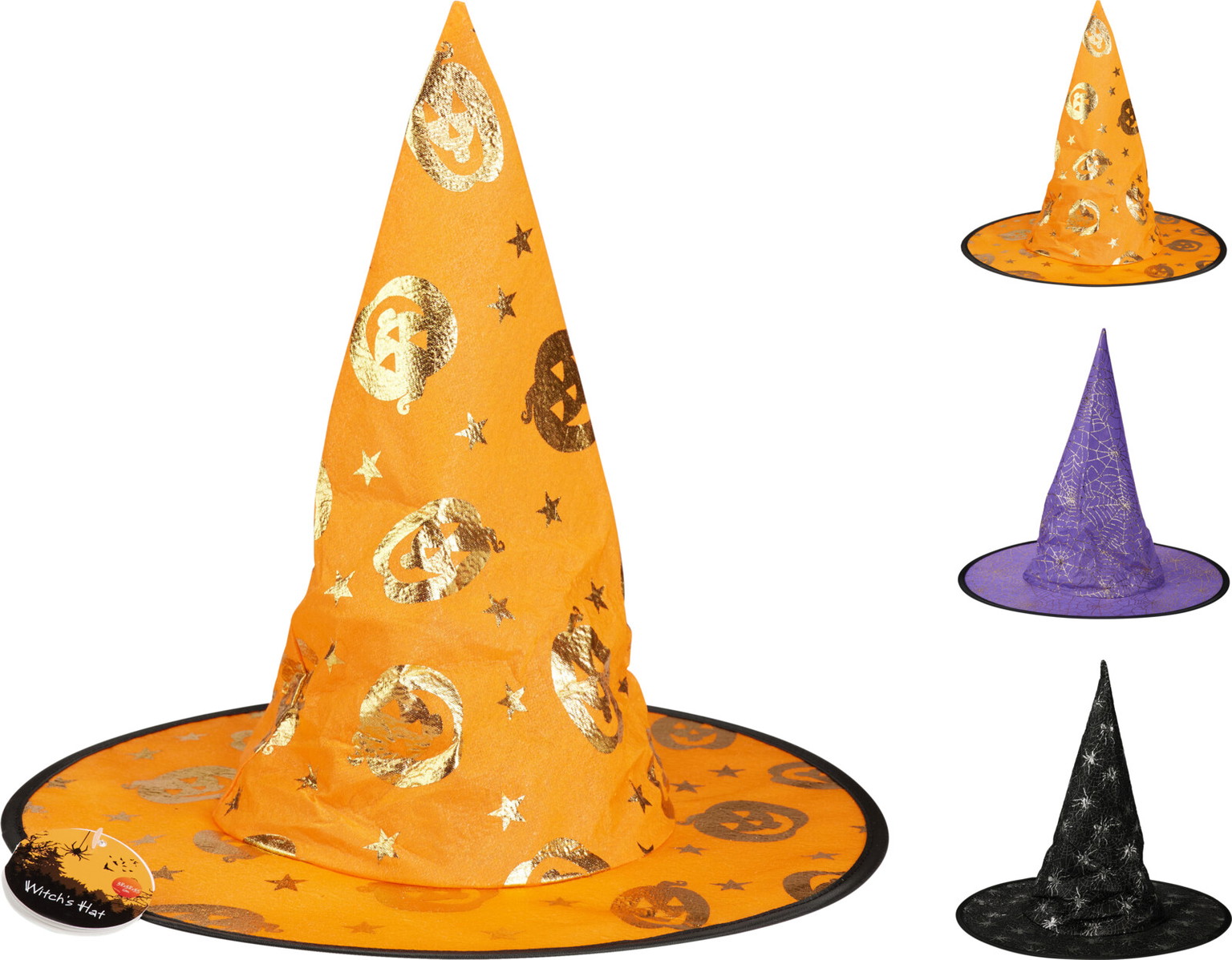 Dekoracija HALLOWEEN WITCH HAT, 3 spalvų, 35 x 38 cm-0
