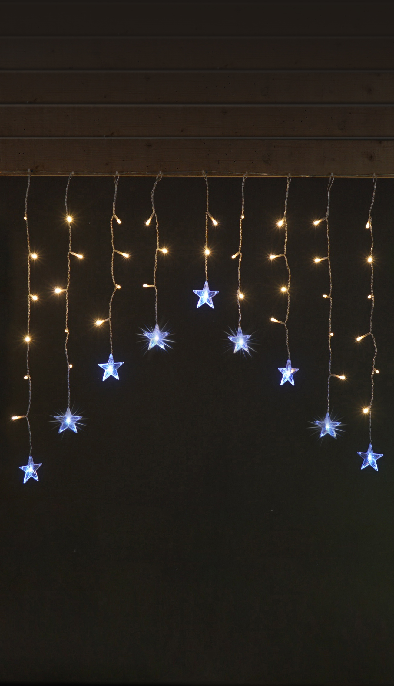 Elektrinė girlianda-užuolaida STARS, IP20, 47LED, 4,5V, 3xAA, elementai neįeina, 1.2 x 0.7 m-0
