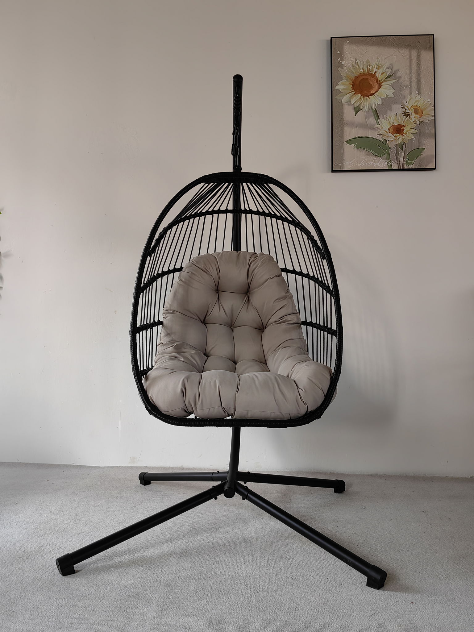 Pakabinamas krėslas, apvalus, juodos sp., 194 x 110 cm-0