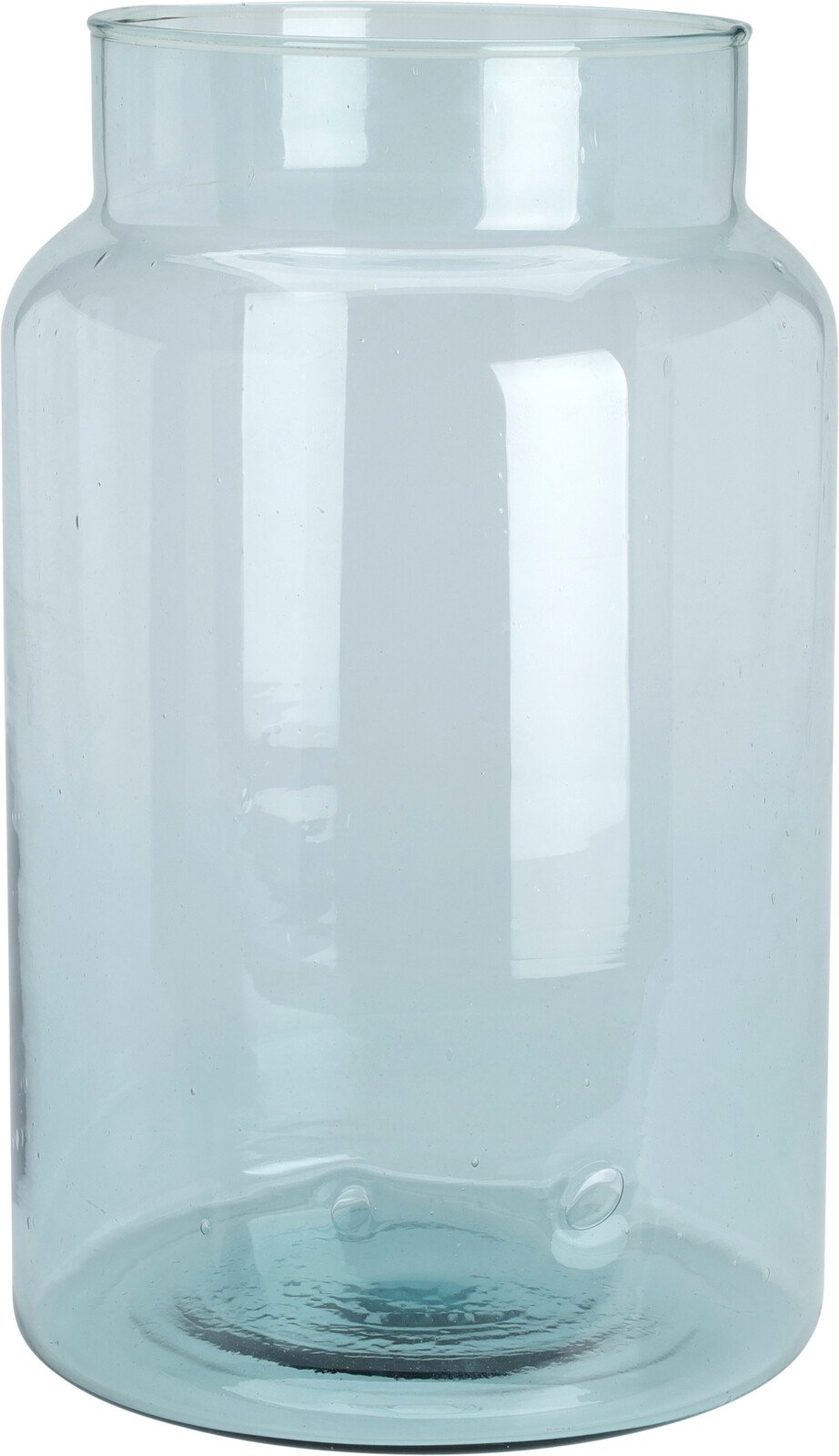 Stiklinė vaza, perdirbto stiklo, šviesiai mėlynos sp., 21 x 35 cm