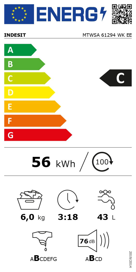 Skalbimo mašina INDESIT MTWSA 61294 WK EE, 6 kg - 5