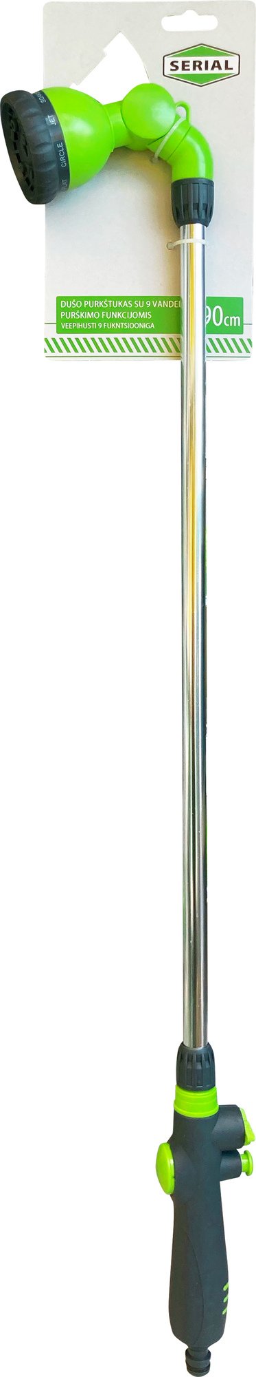 Dušo purkštukas SERIAL su 9 vandens purškimo modeliais, 90 cm