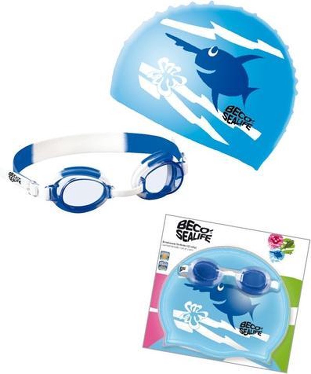 Plaukimo rinkinys BECO, mėlynos sp., akiniai, kepurelė, krepšys - 4
