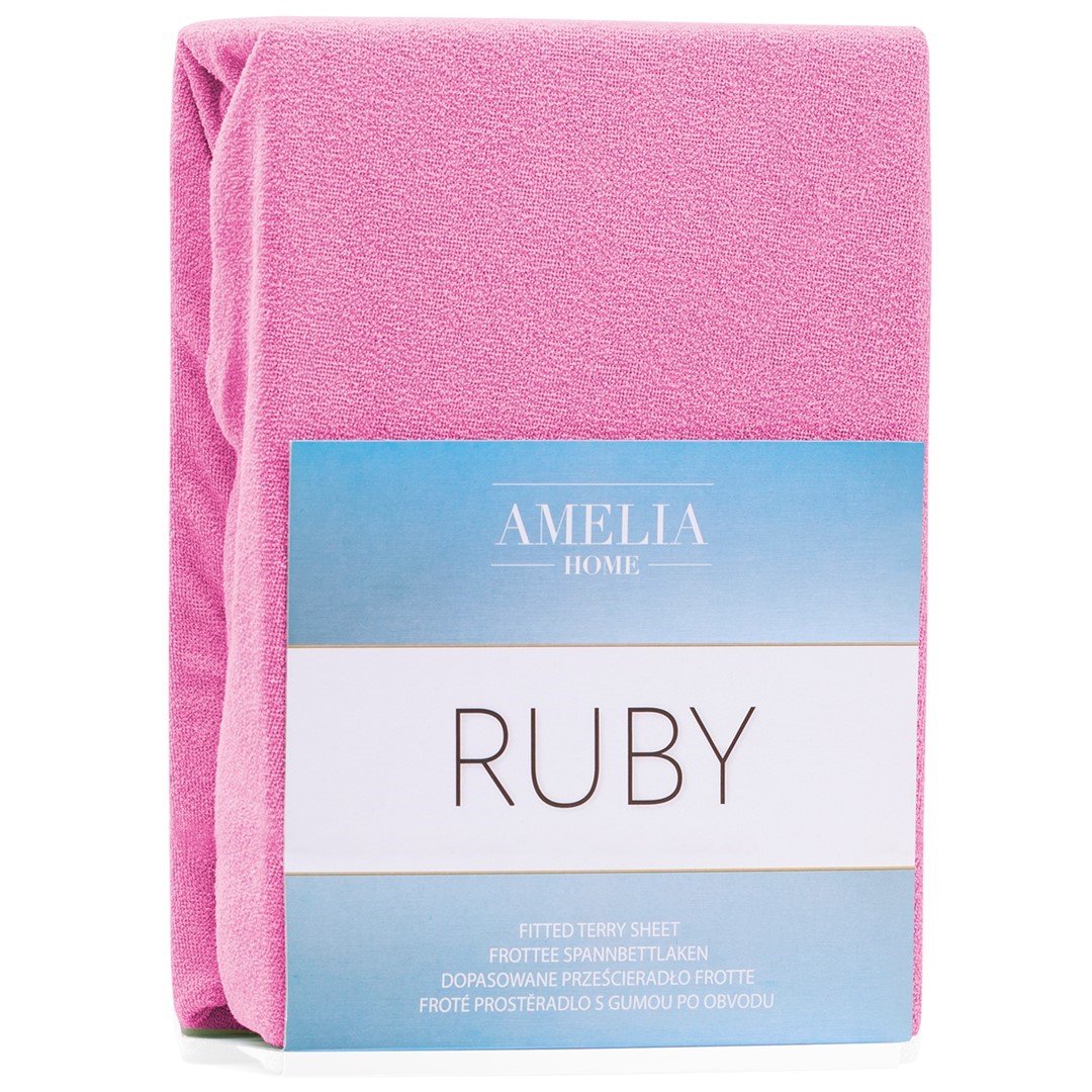 Frotinė paklodė su guma Ameliahome RUBY Pink, 220x240 cm
