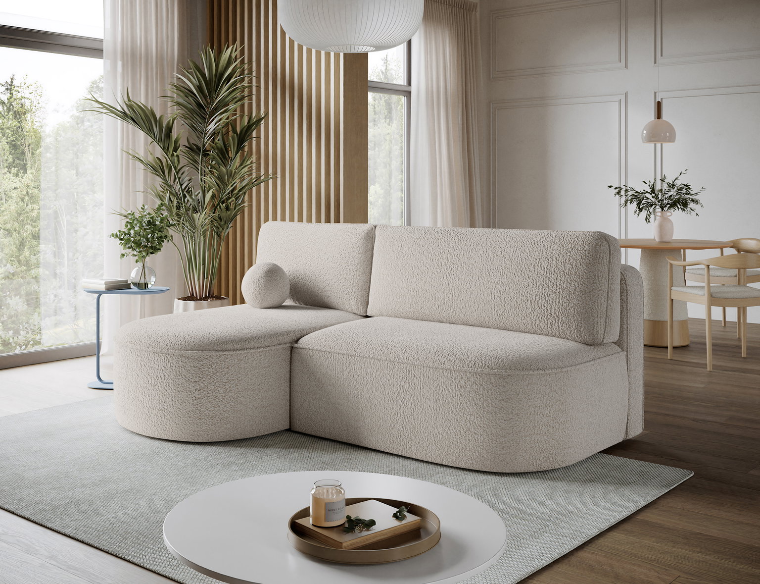 Kampinė sofa - lova Livosa Royal 18, smėlio sp., kairinė, 144 x 220 cm x 93 cm - 4