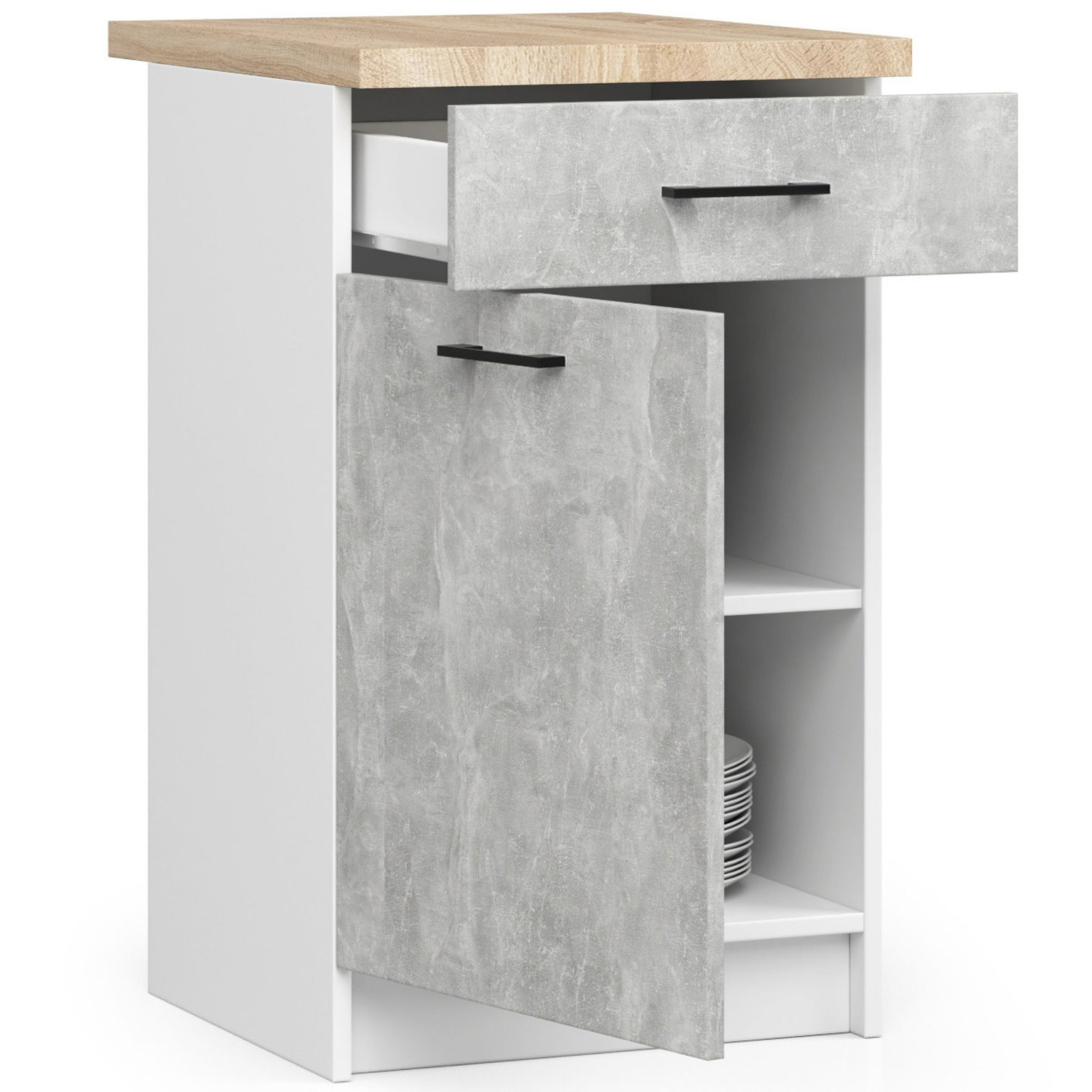 Virtuvės spintelė OLIVIA S 50 cm, balta/pilka-1