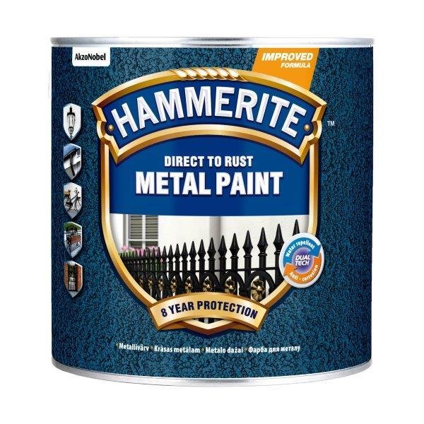 Metalo dažai HAMMERITE HAMMERED FINISH, juodos sp., 2,5 l