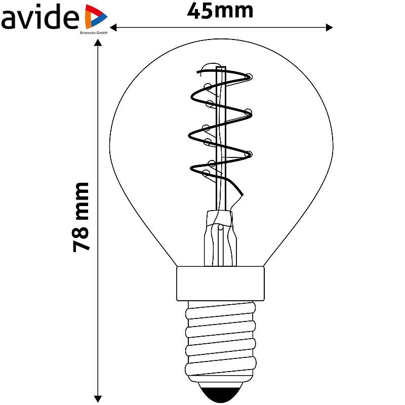 Dekoratyvinė LED lemputė AVIDE SOFT FILAMENT EW, E14 G45, 3W (=19W), 2700K, 180 lm-1