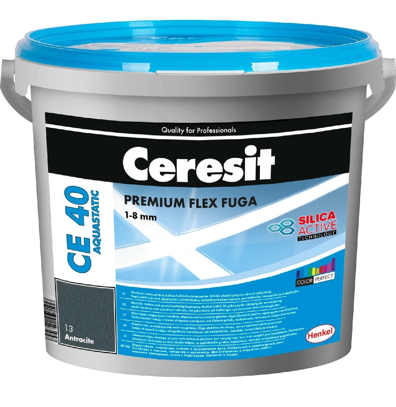 Elastingas plytelių siūlių glaistas CERESIT CE40 AQUASTATIC 16, grafito sp., 5 kg